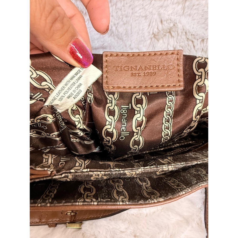 Tignanello Leather Crossbody Bag Sage Green Brown Turquoise Studded Boho A292859 - Picture 5 of 11
